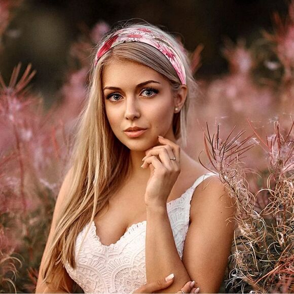 Pink floral Silky Scarf  main image 2